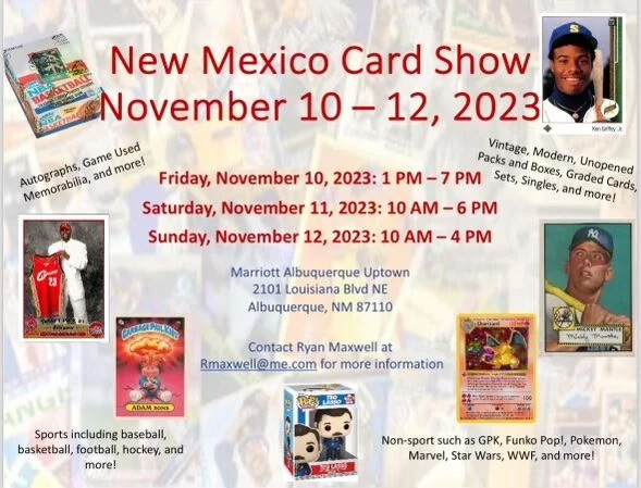 New Mexico Card Show | November 10-12, 2023 | Event Flyer