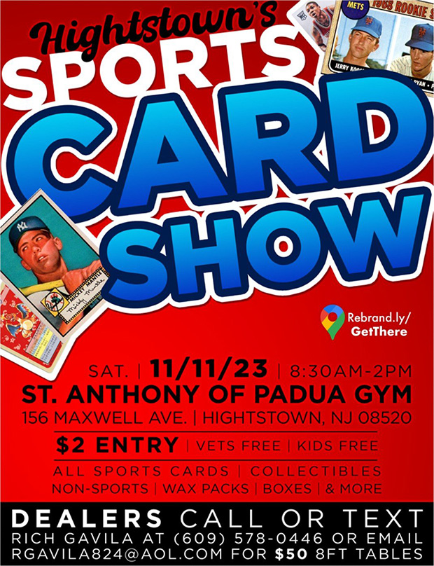 Hightstown's Sports Card Show | November 11, 2023 | Event Flyer