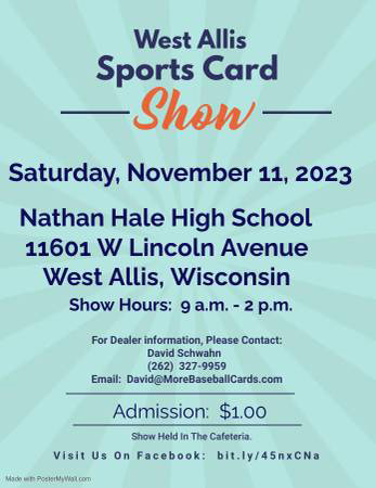 West Allis Sports Card Show | November 11, 2023 | Event Flyer