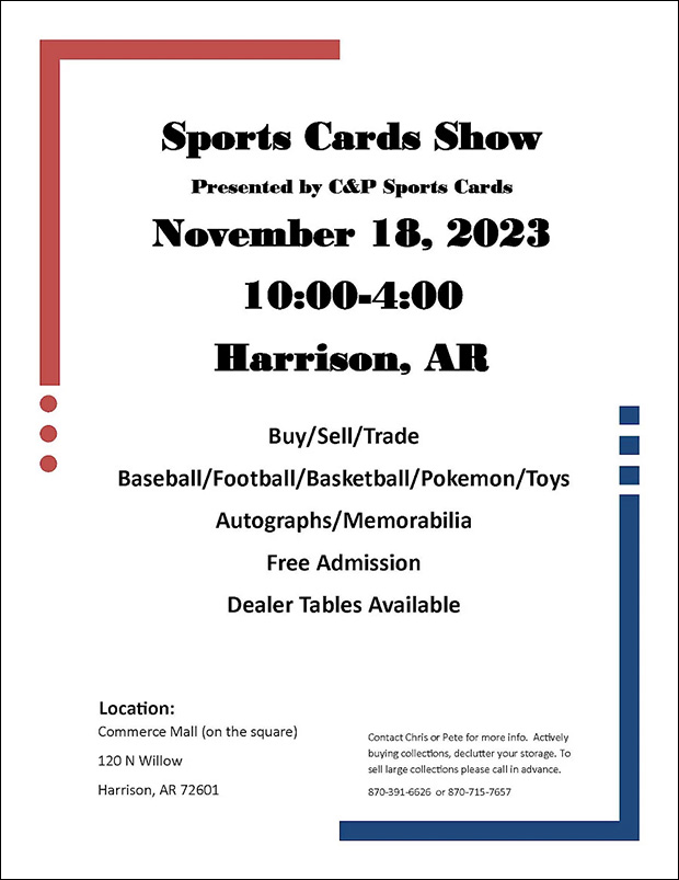 Harrison Sports Card Show | November 18, 2023 | Event Flyer