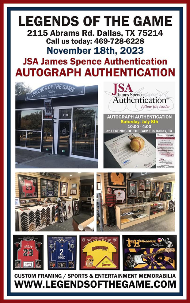 Legends of the Game JSA Authentication Event | November 18, 2023 | Event Flyer