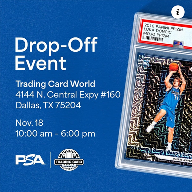 Trading Card World PSA Drop-Off Event | November 18, 2023 | Event Flyer