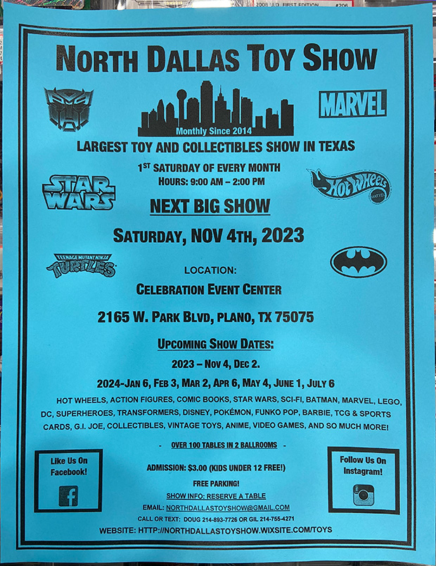 North Dallas Toy Show | November 4, 2023 | Event Flyer