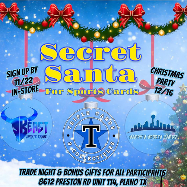 Triple Cards & Collectibles Secret Santa Christmas Party | December 16, 2023 | Event Flyer