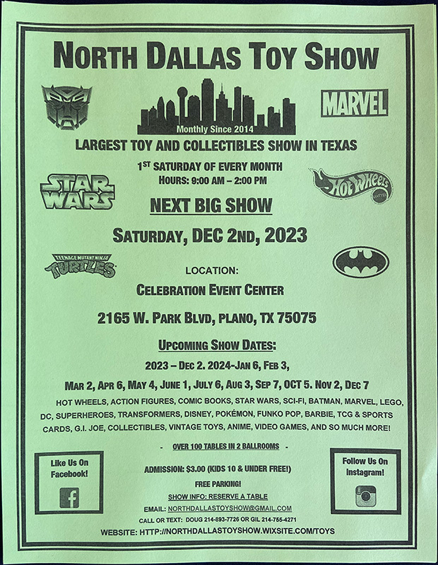 North Dallas Toy Show | December 2, 2023 | Event Flyer