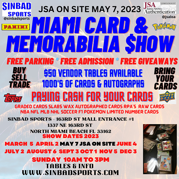 Miami Card & Memorabilia Show | May 7, 2023 | Event Flyer