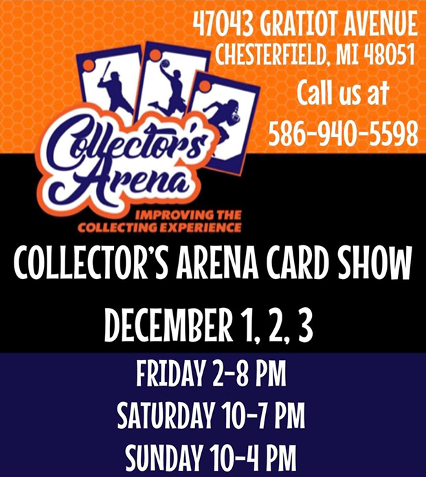 Collector's Arena Card Show | December 1-3, 2023 | Event Flyer