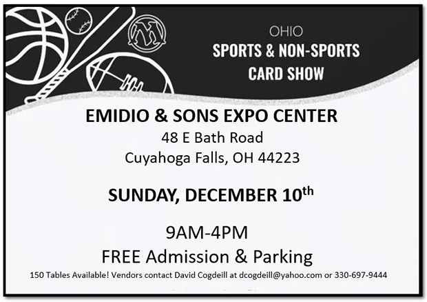 Ohio Sports & Non-Sports Card Show | December 10, 2023 | Event Flyer