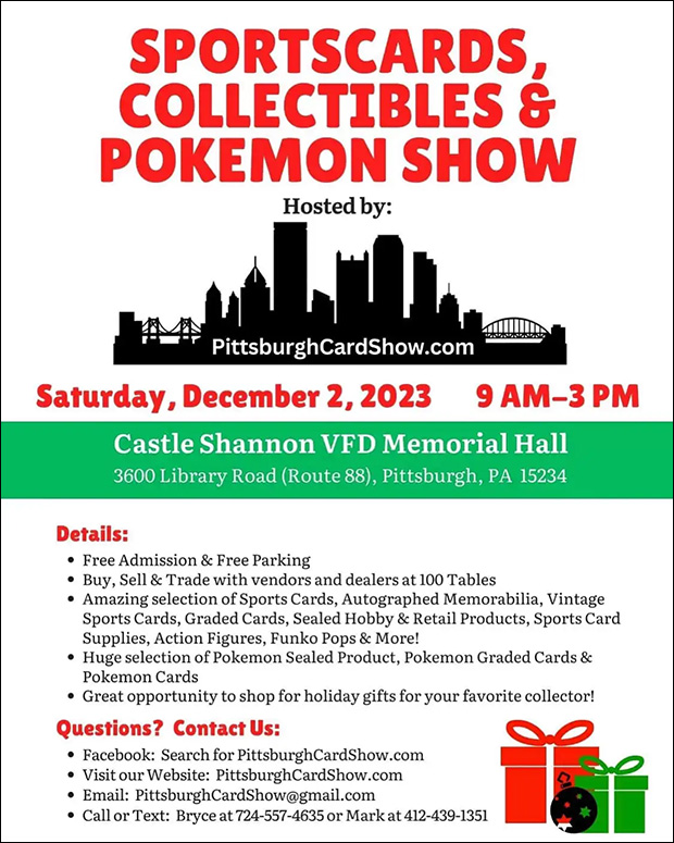 Pittsburgh Sportscards, Collectibles & Pokemon Show | December 2, 2023 | Event Flyer