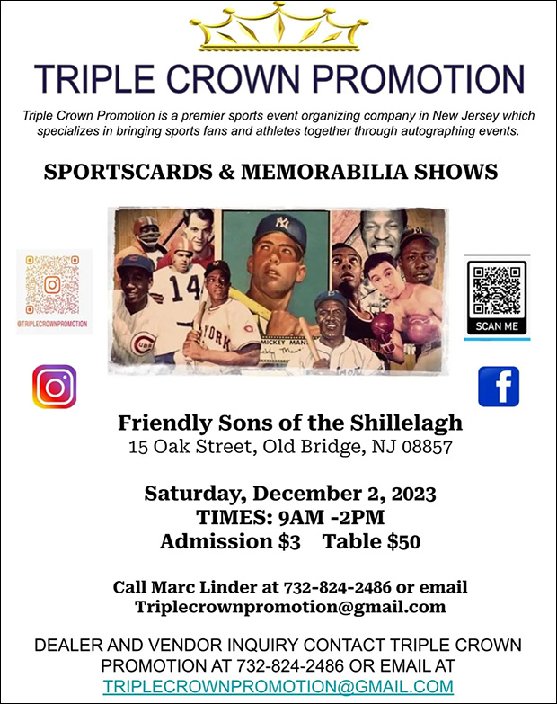 Triple Crown Promotions Sportscards & Memorabilia Show | December 2, 2023 | Event Flyer