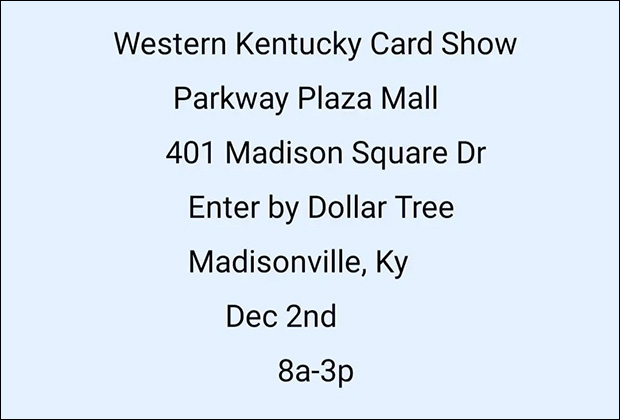 Western Kentucky Card Show | December 2, 2023 | Event Flyer