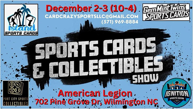 Wilmington Sports Cards & Collectibles Show | December 2-3, 2023 | Event Flyer