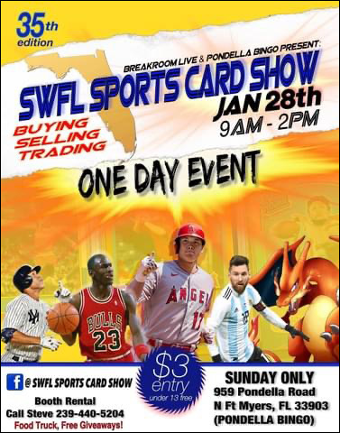 SWFL Sports Card Show | January 28, 2024 | Event Flyer