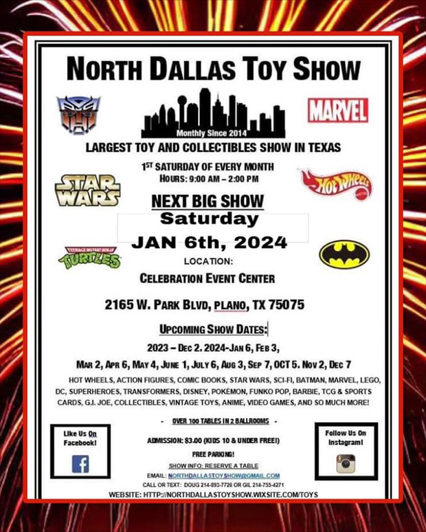 North Dallas Toy Show | January 6, 2024 | Event Flyer