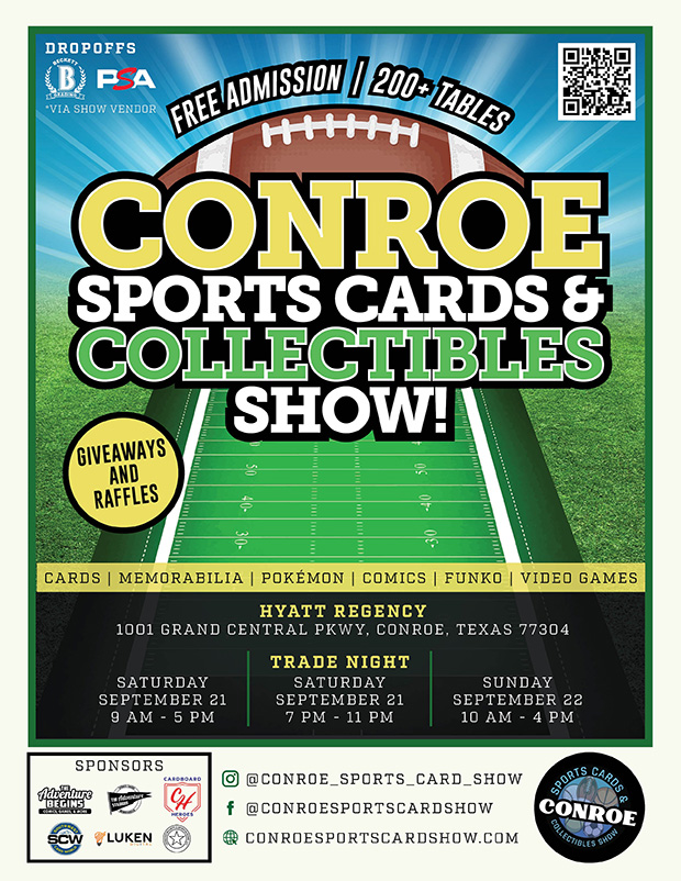 Conroe Sports Cards and Collectibles Show | September 21-22, 2024 | Event Flyer