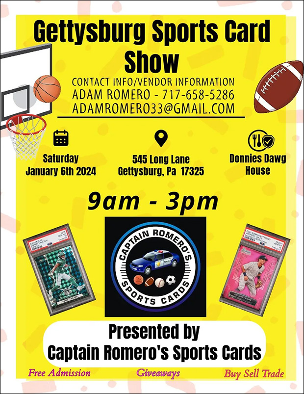 Gettysburg Sports Card Show | January 6, 2024 | Event Flyer