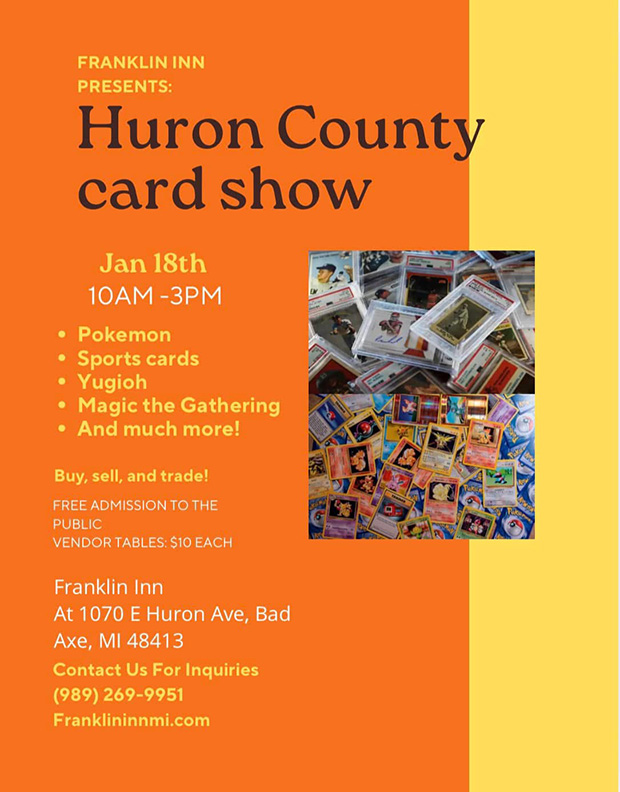 Huron County Card Show | January 18, 2025 | Event Flyer