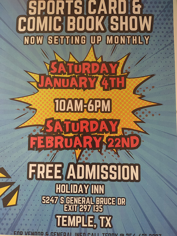 Temple Sports Card & Comic Book Show | January 4, 2025 | Event Flyer