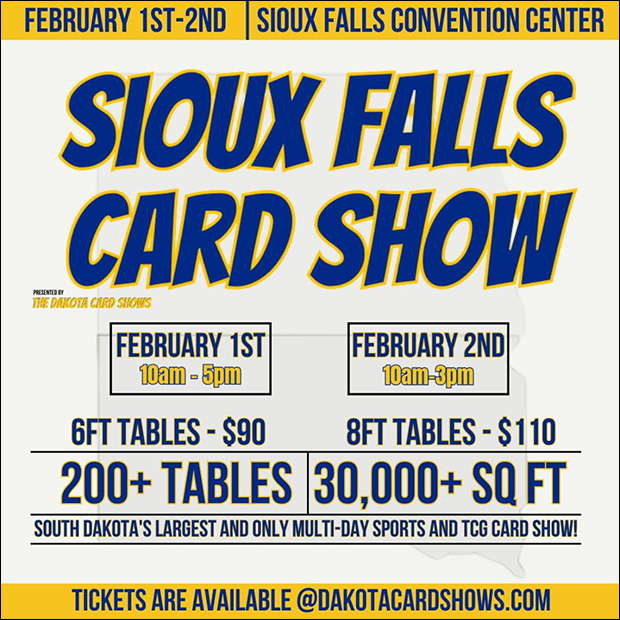 Sioux Falls Card Show | February 1-2, 2025 | Event Flyer