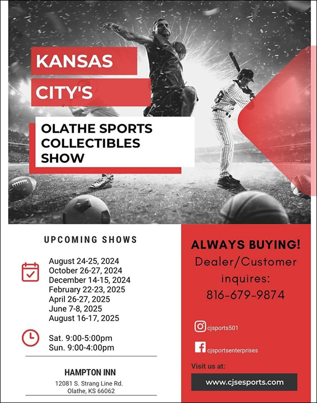 Olathe Sports Collectibles Show | February 22-23, 2025 | Event Flyer