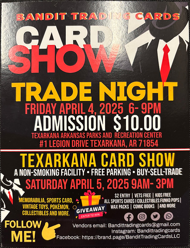 Texarkana Card Show | April 4-5, 2025 | Event Flyer